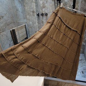 Linen asymmetrical distressed midi maxi skirt